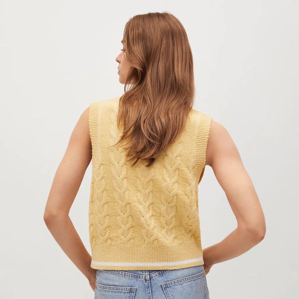 Mango Cable Knit Vest Sweater Sleeveless - Picture 2 of 4